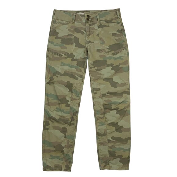 Anthropologie Pilcro The Wanderer Low-Rise Pant 28 Green Camouflage Straight Leg - Picture 1 of 12